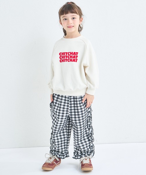 pairmanon（ペアマノン）の「【リンクコーデ】ガールズ 前後2WAY 英字ロゴ トレーナー（スウェット・キッズ・アイボリー/ブルー/ピンク・90/150/140/130/120/110/100）」の9枚目の写真