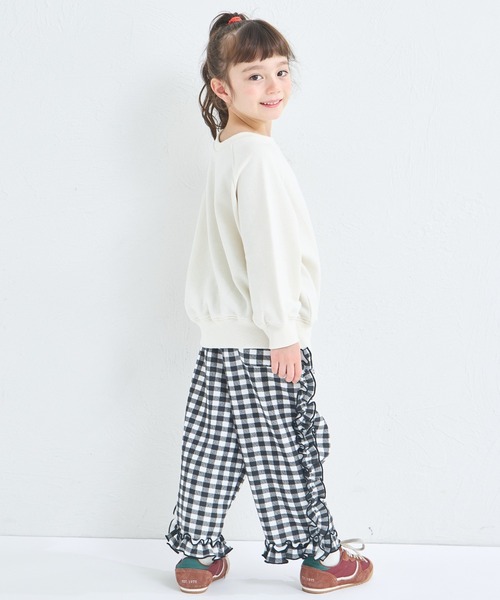 pairmanon（ペアマノン）の「【リンクコーデ】ガールズ 前後2WAY 英字ロゴ トレーナー（スウェット・キッズ・アイボリー/ブルー/ピンク・90/150/140/130/120/110/100）」の10枚目の写真