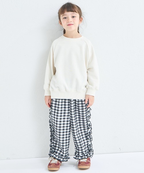 pairmanon（ペアマノン）の「【リンクコーデ】ガールズ 前後2WAY 英字ロゴ トレーナー（スウェット・キッズ・アイボリー/ブルー/ピンク・90/150/140/130/120/110/100）」の11枚目の写真