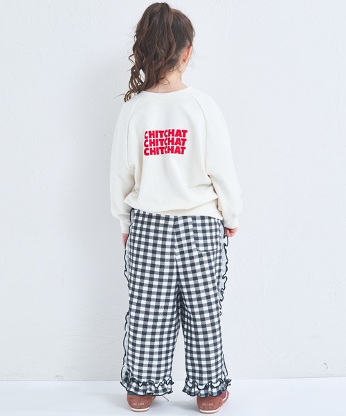 pairmanon（ペアマノン）の「【リンクコーデ】ガールズ 前後2WAY 英字ロゴ トレーナー（スウェット・キッズ・アイボリー/ブルー/ピンク・90/150/140/130/120/110/100）」の12枚目の写真