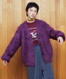 MEDE19F 起毛ミックスリバーシブルニットカーディガン