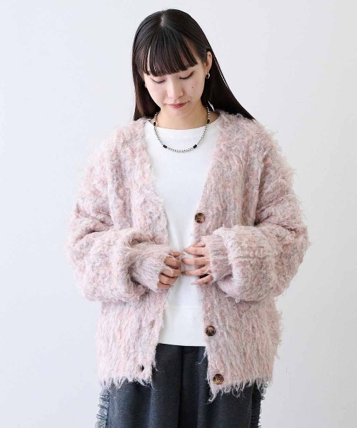 MEDE19F(メデジュウキュウ)の「MEDE19F 起毛ミックスリバーシブルニットカーディガン(カーディガン/ボレロ・レディース・パープル系その他/ピンク系その他・LL/L/M)」の11枚目の写真