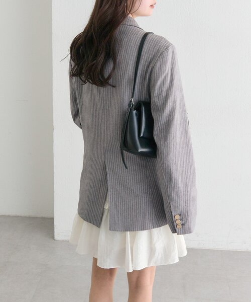 mystic（ミスティック）の「ストライプテーラードジャケット（テーラードジャケット・レディース・グレー/ベージュ・FREE）」の6枚目の写真