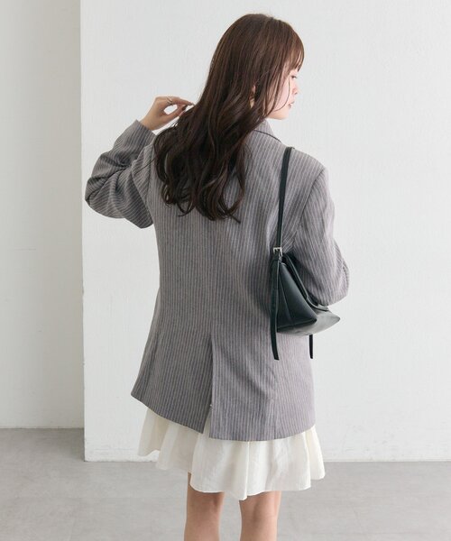 mystic（ミスティック）の「ストライプテーラードジャケット（テーラードジャケット・レディース・グレー/ベージュ・FREE）」の9枚目の写真