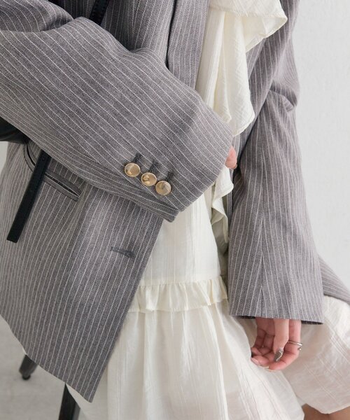 ストライプテーラードジャケット（テーラードジャケット）｜mystic