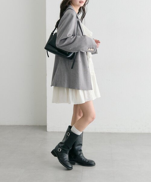 mystic（ミスティック）の「ストライプテーラードジャケット（テーラードジャケット・レディース・グレー/ベージュ・FREE）」の12枚目の写真