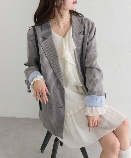 mystic（ミスティック）の「ストライプテーラードジャケット