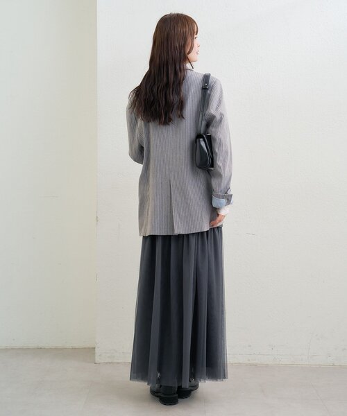 mystic（ミスティック）の「ストライプテーラードジャケット（テーラードジャケット・レディース・グレー/ベージュ・FREE）」の20枚目の写真