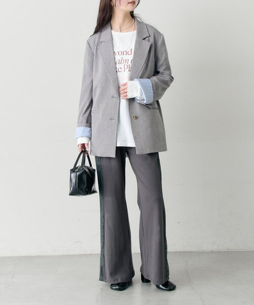 mystic（ミスティック）の「ストライプテーラードジャケット（テーラードジャケット・レディース・グレー/ベージュ・FREE）」の22枚目の写真