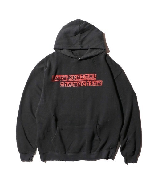 THRIFTY LOOK(スリフティールック)の「THRIFTY LOOK / スリフティールック WORN-OUT 'RAGE AGAINST THE MACHINE' HOODIE レイジアゲインストザマシーン(パーカー・メンズ・ブラック/マルーン・LARGE/X-LARGE)」の1枚目の写真
