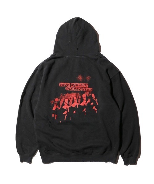 THRIFTY LOOK(スリフティールック)の「THRIFTY LOOK / スリフティールック WORN-OUT 'RAGE AGAINST THE MACHINE' HOODIE レイジアゲインストザマシーン(パーカー・メンズ・ブラック/マルーン・LARGE/X-LARGE)」の3枚目の写真