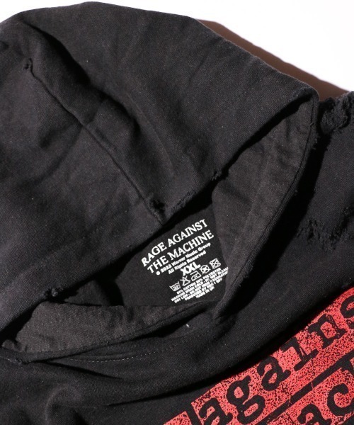 THRIFTY LOOK(スリフティールック)の「THRIFTY LOOK / スリフティールック WORN-OUT 'RAGE AGAINST THE MACHINE' HOODIE レイジアゲインストザマシーン(パーカー・メンズ・ブラック/マルーン・LARGE/X-LARGE)」の4枚目の写真