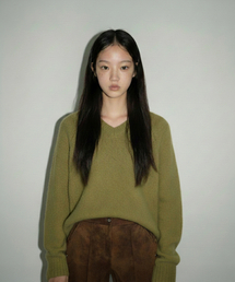 Raglan V-Neck Loose Fit Knit Pullover Khaki