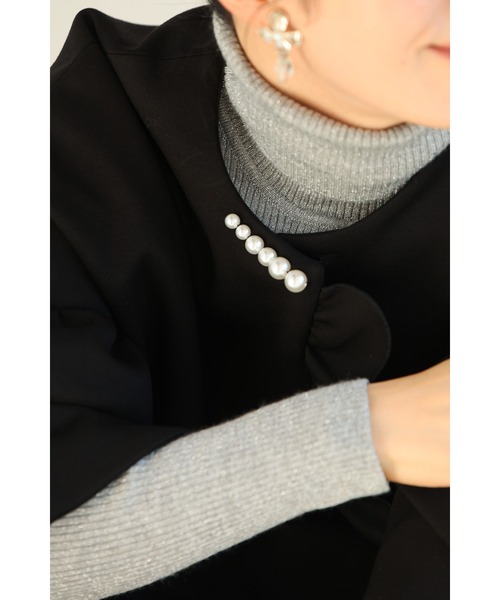cawaii(カワイイ)の「羽織ったまま完成する 可愛さ春待ちアウター(ノーカラーコート・レディース・ブラック/ベージュ・L-Long/L-Short/M-Long/M-Short)」の20枚目の写真