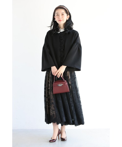 cawaii(カワイイ)の「羽織ったまま完成する 可愛さ春待ちアウター(ノーカラーコート・レディース・ブラック/ベージュ・L-Long/L-Short/M-Long/M-Short)」の6枚目の写真