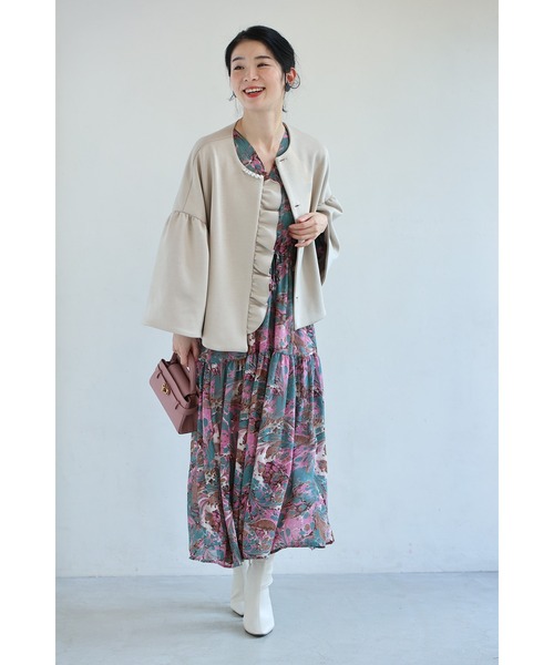 cawaii(カワイイ)の「羽織ったまま完成する 可愛さ春待ちアウター(ノーカラーコート・レディース・ブラック/ベージュ・L-Long/L-Short/M-Long/M-Short)」の11枚目の写真
