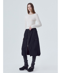 Nylon Zipper Skirt, Black