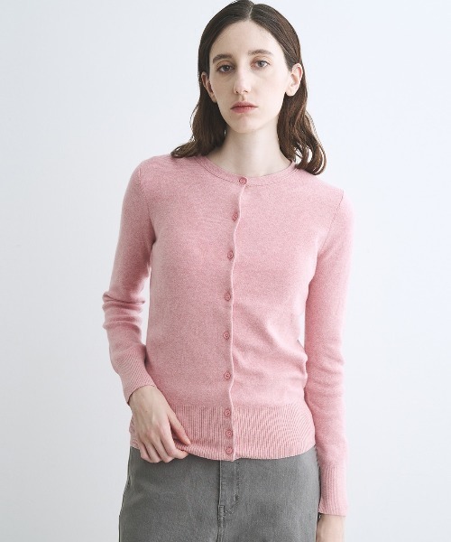 three dots(スリードッツ)の「コットンメランジ クルーネックカーディガン(カーディガン/ボレロ・レディース・ブルー系その他2/ブルー系その他/レッド系その他・SMALL/MEDIUM)」の1枚目の写真