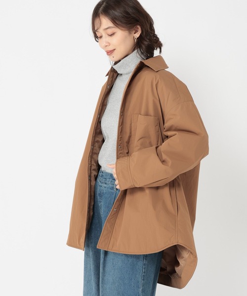 studio CLIP（スタディオクリップ）の「【撥水・防風・マシンウォッシャブル・軽量・保温】中綿シャツジャケット[プチサイズあり]（その他アウター・レディース・カーキ/オフホワイト/ライトブラウン・PF/FREE）」の2枚目の写真