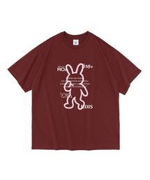 スプレープリンティングラビット半袖Tシャツ(ワイン)