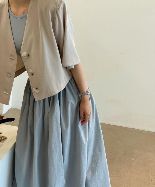deux amour（ドゥーザムール）の「異素材切り替えタンクトップロングワンピース（Tシャツ/カットソー・レディース・ホワイト/ピンク/ブルー/ブラック/グリーン・FREE）」の12枚目の写真