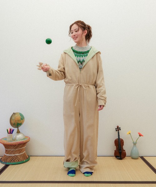 PAMM(パム)の「肌色のストライプジャンプスーツ(つなぎ/オールインワン・レディース・ベージュ系/グレー系・フリー)」の3枚目の写真