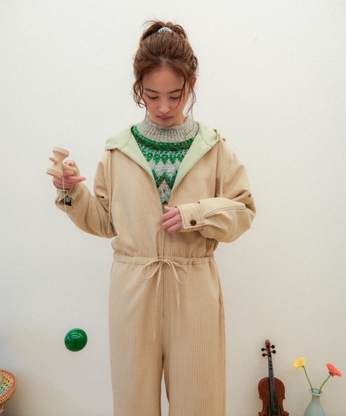 PAMM(パム)の「肌色のストライプジャンプスーツ(つなぎ/オールインワン・レディース・ベージュ系/グレー系・フリー)」の6枚目の写真