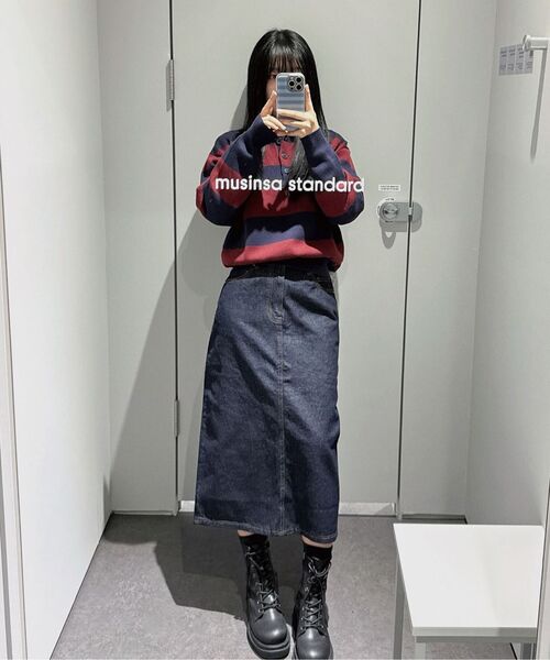 MUSINSA STANDARD WOMAN（ムシンサスタンダードウーマン）の「ウィメンズデニムミディスカート[ディープインディゴ]（スカート・レディース・その他・LARGE/MEDIUM/SMALL/X-SMALL）」の8枚目の写真