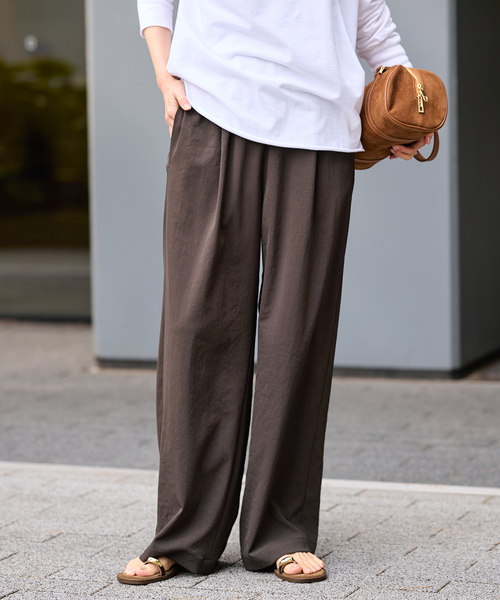 FRAMeWORK（フレームワーク）の「≪新色 / 追加≫ポリエステルツイルリラックスパンツ（その他パンツ・レディース・ベージュ/ホワイト系その他/ブラウン・34/36/38/40）」の4枚目の写真