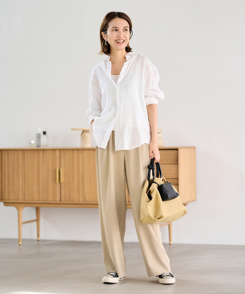 FRAMeWORK（フレームワーク）の「≪新色 / 追加≫ポリエステルツイルリラックスパンツ（その他パンツ・レディース・ベージュ/ホワイト系その他/ブラウン・34/36/38/40）」の11枚目の写真