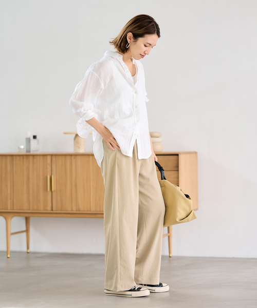 FRAMeWORK（フレームワーク）の「≪新色 / 追加≫ポリエステルツイルリラックスパンツ（その他パンツ・レディース・ベージュ/ホワイト系その他/ブラウン・34/36/38/40）」の12枚目の写真