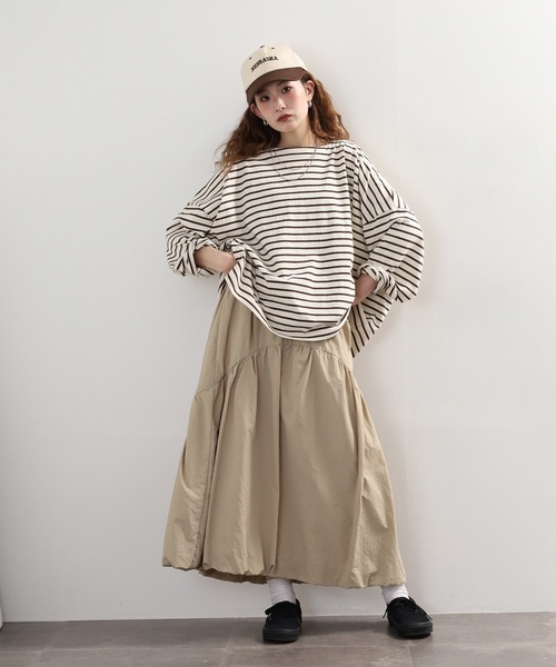 Arinomama(アリノママ)の「Arinomama ワイドボーダーロンT(Tシャツ/カットソー・レディース・ピンク系その他/ホワイト×ブラウン/ホワイト×ネイビー/ブラック×グレー・FREE)」の19枚目の写真