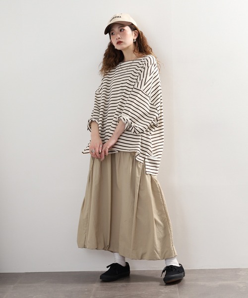 Arinomama(アリノママ)の「Arinomama ワイドボーダーロンT(Tシャツ/カットソー・レディース・ピンク系その他/ホワイト×ブラウン/ホワイト×ネイビー/ブラック×グレー・FREE)」の8枚目の写真