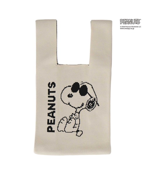PEANUTS(ピーナッツ)の「ニットミニバッグ(エコバッグ/サブバッグ・レディース・ブラック/アイボリー/カーキ・FREE)」の8枚目の写真