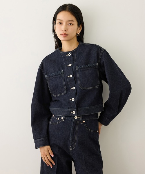 ROPE'（ロペ）の「【KUROKI(クロキ)】ノーカラーデニムジャケット/イージーケア・セットアップ対応（デニムジャケット・レディース・ブルー系その他6/ネイビー・FREE）」の17枚目の写真