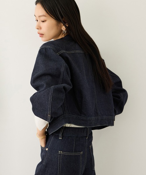 ROPE'（ロペ）の「【KUROKI(クロキ)】ノーカラーデニムジャケット/イージーケア・セットアップ対応（デニムジャケット・レディース・ブルー系その他6/ネイビー・FREE）」の18枚目の写真