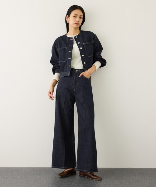 ROPE'（ロペ）の「【KUROKI(クロキ)】ノーカラーデニムジャケット/イージーケア・セットアップ対応（デニムジャケット・レディース・ブルー系その他6/ネイビー・FREE）」の21枚目の写真