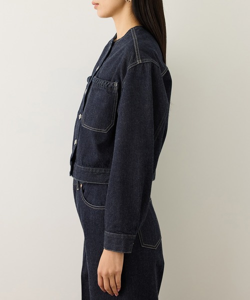 ROPE'（ロペ）の「【KUROKI(クロキ)】ノーカラーデニムジャケット/イージーケア・セットアップ対応（デニムジャケット・レディース・ブルー系その他6/ネイビー・FREE）」の8枚目の写真