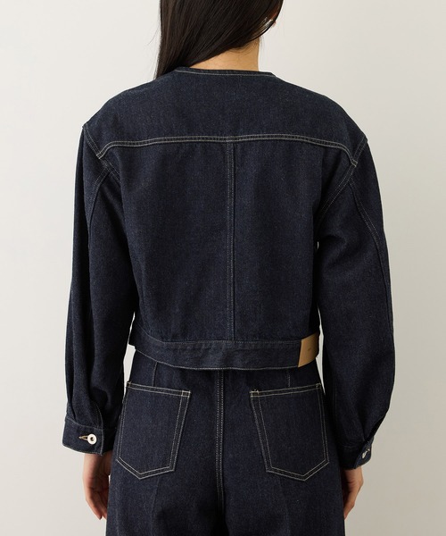 ROPE'（ロペ）の「【KUROKI(クロキ)】ノーカラーデニムジャケット/イージーケア・セットアップ対応（デニムジャケット・レディース・ブルー系その他6/ネイビー・FREE）」の9枚目の写真