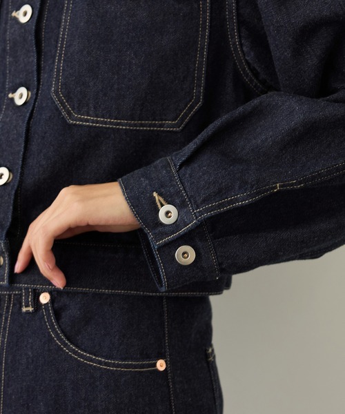 ROPE'（ロペ）の「【KUROKI(クロキ)】ノーカラーデニムジャケット/イージーケア・セットアップ対応（デニムジャケット・レディース・ブルー系その他6/ネイビー・FREE）」の12枚目の写真