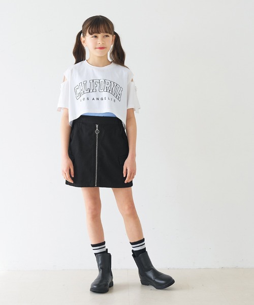 coca(coca)(コカ)の「キッズ フロントジップスカート(スカート・キッズ・ブラック/ライトブルー・120/130/140/150)」の3枚目の写真