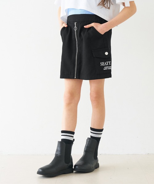 coca(coca)(コカ)の「キッズ フロントジップスカート(スカート・キッズ・ブラック/ライトブルー・120/130/140/150)」の4枚目の写真