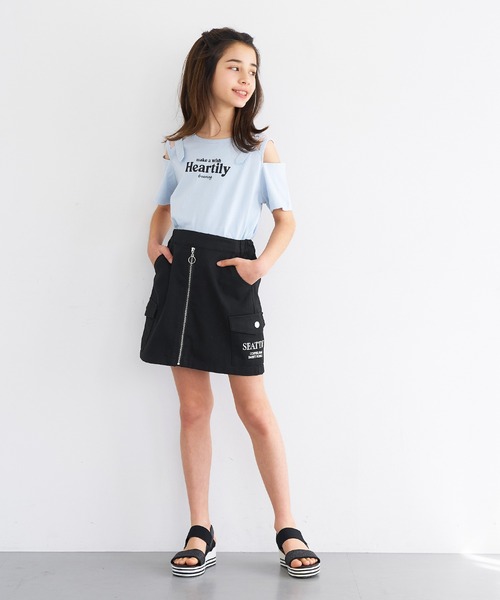 coca(coca)(コカ)の「キッズ フロントジップスカート(スカート・キッズ・ブラック/ライトブルー・120/130/140/150)」の7枚目の写真