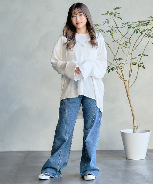 DAESE TOKYO(デセトウキョウ)の「『DAESE TOKYO/デセトウキョウ』デニム シームフレアパンツ(デニムパンツ・レディース・ブルー系1/ブルー/グレー・FREE)」の20枚目の写真