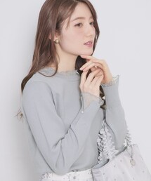 index（インデックス）の「ドットチュールフリルデザインニット【洗濯機OK】（ニット/セーター）」