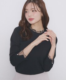 index（インデックス）の「ドットチュールフリルデザインニット【洗濯機OK】（ニット/セーター）」