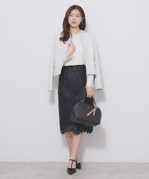 index（インデックス）の「ドットチュールフリルデザインニット【洗濯機OK】（ニット/セーター・レディース・ブラック/オフホワイト/サックスブルー・42/40/38/36）」の7枚目の写真