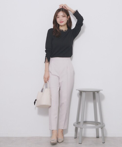 index（インデックス）の「ドットチュールフリルデザインニット【洗濯機OK】（ニット/セーター・レディース・ブラック/オフホワイト/サックスブルー・42/40/38/36）」の10枚目の写真