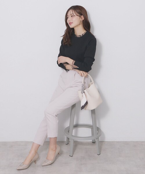 index（インデックス）の「ドットチュールフリルデザインニット【洗濯機OK】（ニット/セーター・レディース・ブラック/オフホワイト/サックスブルー・42/40/38/36）」の11枚目の写真