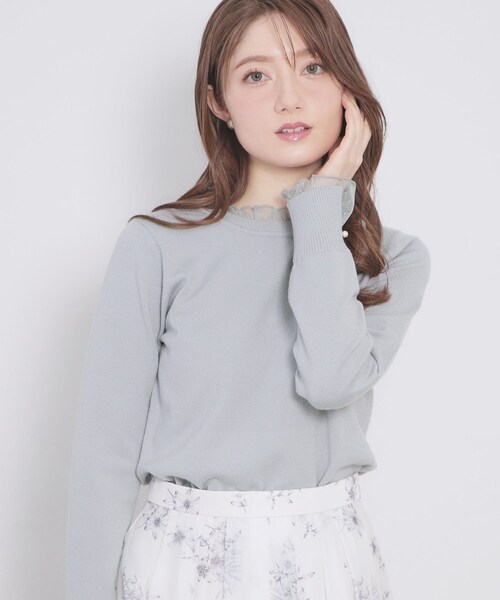 index（インデックス）の「ドットチュールフリルデザインニット【洗濯機OK】（ニット/セーター・レディース・ブラック/オフホワイト/サックスブルー・42/40/38/36）」の13枚目の写真